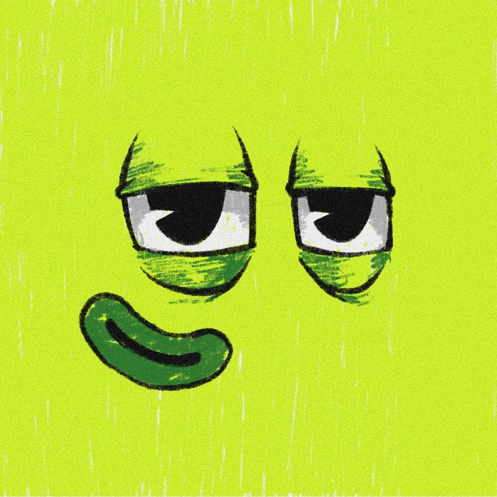 Close-up of Pickle Pat looking thoroughly unimpressed